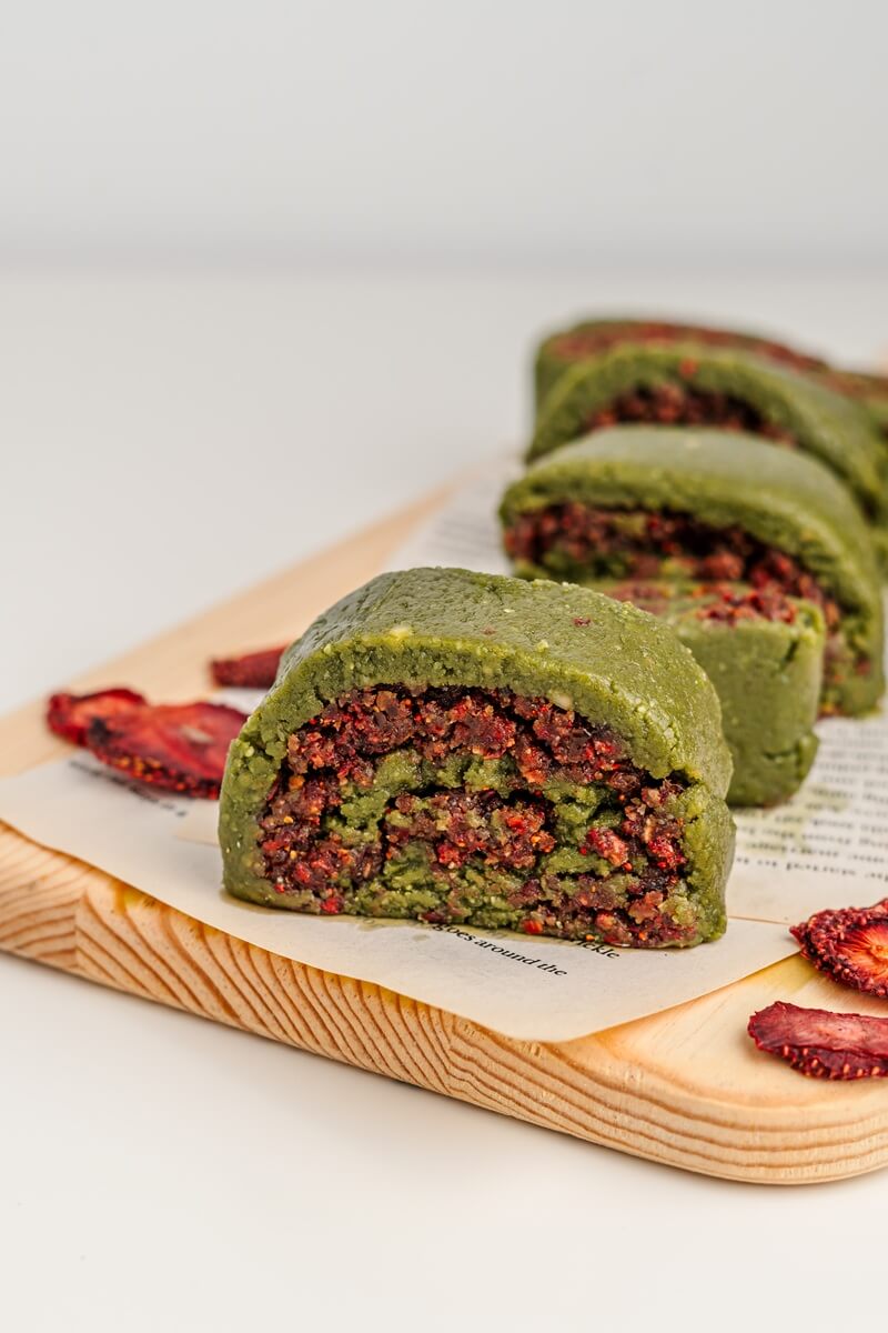Strawberry Matcha Rolls (No-Bake)