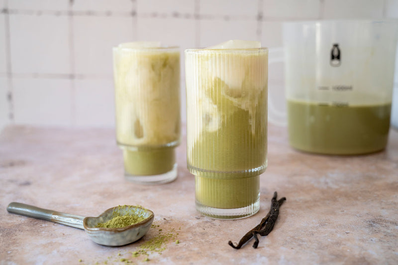 Vanilla Matcha Latte with Rice Milk